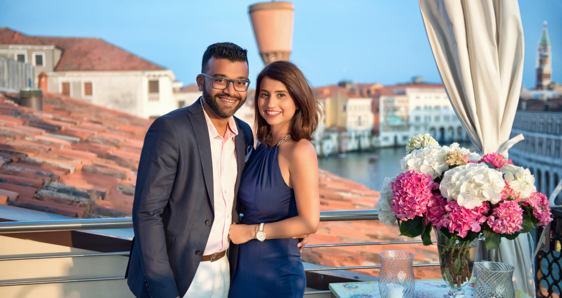 Fidanzamento speciale a Venezia in terrazza privata con vista sul Canal Grande
