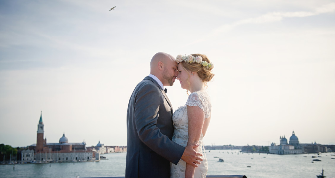 Matrimonio in terrazza con incantevole vista su bacino San Marco Venezia Italia